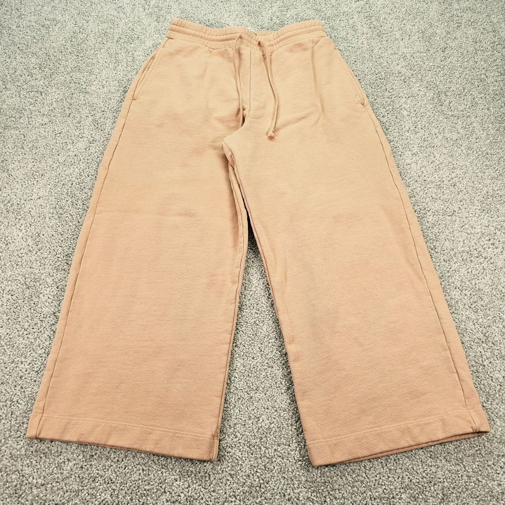 Vince Cropped Wide‎ Leg Sweatpants Beige Peach Drawstring Casual Lounge Size S